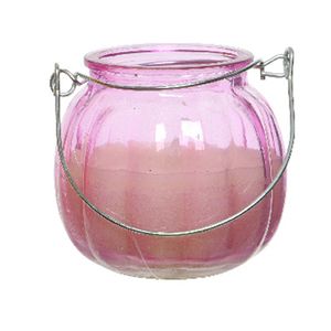 Citronella kaars - glas - roze - 15 branduren - D8 x H8 cm