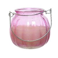 Citronella kaars - glas - roze - 15 branduren - D8 x H8 cm - thumbnail