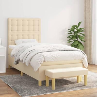 Boxspring met matras stof crèmekleurig 100x200 cm