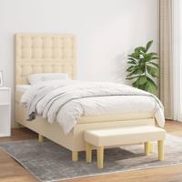 Boxspring met matras stof crèmekleurig 100x200 cm