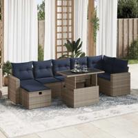8-delige Loungeset met kussens poly rattan acacia bruin