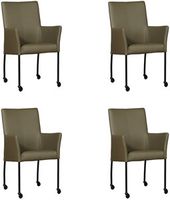 Set van 4 Olijfgroene leren moderne eetkamerstoelen Comfort - Toledo Leer Olive (olijfgroen leer)