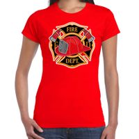 Brandweer logo verkleed t-shirt / outfit rood voor dames - thumbnail