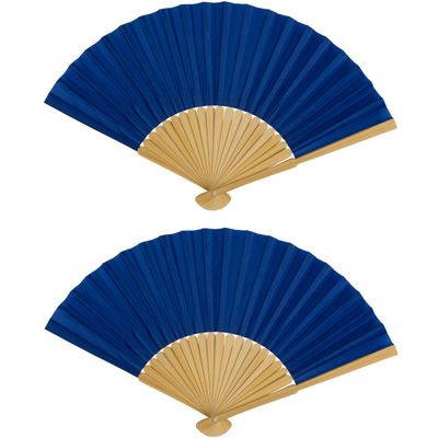 Spaanse handwaaier - 2x - special colours - nachtblauw - bamboe/papier - 21 cm
