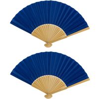 Spaanse handwaaier - 2x - special colours - nachtblauw - bamboe/papier - 21 cm Spaanse handwaaier - 2x - special colours - nachtblauw - bamboe/papier - 21 cm