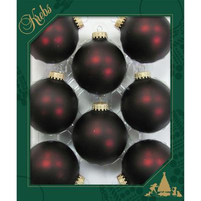 Krebs Kerstballen - 8x - 7 cm - donkerrood - glas - kerstboomversiering