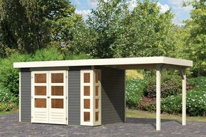 Woodfeeling | Tuinhuis Kerko 4 met Overkapping 2,4 | Terragrijs