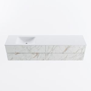 MONDIAZ VICA 200cm badmeubel onderkast Carrara 4 lades. Wastafel CLOUD links zonder kraangat, kleur Talc.