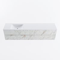 MONDIAZ VICA 200cm badmeubel onderkast Carrara 4 lades. Wastafel CLOUD links zonder kraangat, kleur Talc. - thumbnail