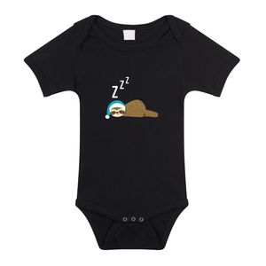 Slapende luiaard cadeau baby rompertje zwart jongen/meisje