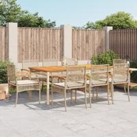 9-delige Tuinset met kussens poly rattan beige