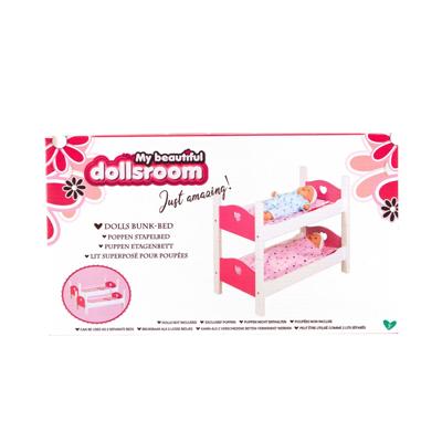 My Beautiful Dolls Room My beautiful dollsroom houten poppen-stapelbed roze/wit