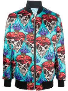 Philipp Plein veste bomber à motif tatouage brodé - Bleu