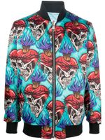 Philipp Plein veste bomber à motif tatouage brodé - Bleu - thumbnail