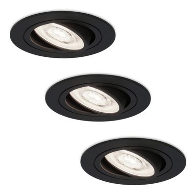 HOFTRONIC™ 3x Miro LED inbouwspot - 3.8 Watt - Daglicht wit 6000K - GU10 LED module - Dimbaar - voor binnen - Zwart