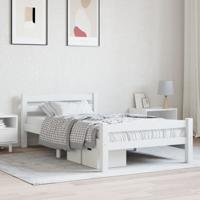 Bedframe massief grenenhout wit 100x200 cm
