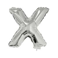 Folieballon letter X - 41 cm - zilver - feestdecoratie - versiering
