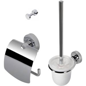 Toiletaccessorieset Geesa Luna | Toiletborstel met houder - Toiletrolhouder met klep - Handdoekhaak | Chroom