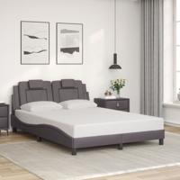 Bedframe met hoofdbord kunstleer grijs 140x200 cm