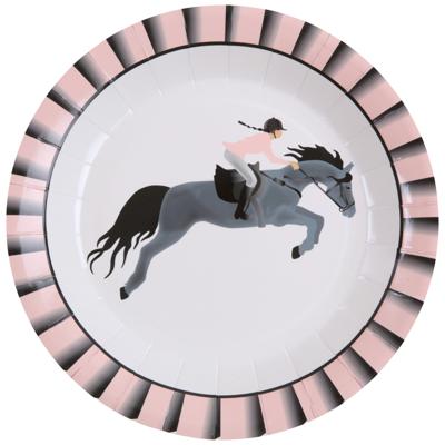 Santex Feest wegwerpbordjes - paarden thema - 10x stuks - 23 cm - paardrijden themafeest
