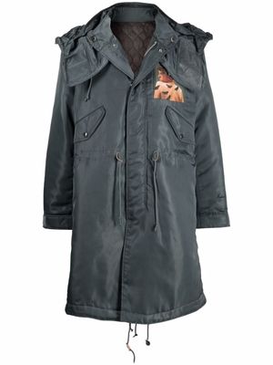 Undercover parka imprimée à capuche - Vert