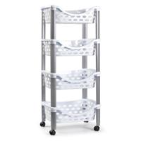 PlasticForte Trolley - keukentrolley op wieltjes - 4-laags - wit - kunststof - 40 x 88 cm - thumbnail