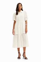 Midi-overhemdjurk borduursels - WHITE - XS