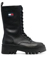 Tommy Jeans bottes Twelve en cuir à patch logo - Noir