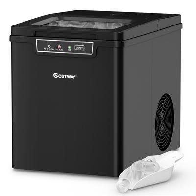 Compacte Ijsblokjesmachine 9 Kogeltjes Ijs / 8 Minuten 12 kg/Dag Ijsmachine met Ijslepel en Emmer 35 x 25 x 29,5 cm Zwart