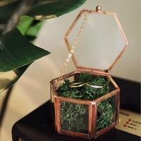 Hand gesoldeerd Zeszijdig clamshell C trouw ring vak eeuwige bloem vak Grootte: 12x11x6cm (tin rood)