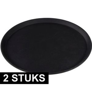 2x Kunststof dienbladen rond met antislip 40,5 cm