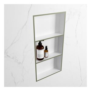 Wandnis Solid Surface Easy | In- en opbouw | 30x60x8 cm | 3 vakken | Army/Talc