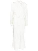 Christopher Esber robe longue en soie à design à empiècements - Blanc