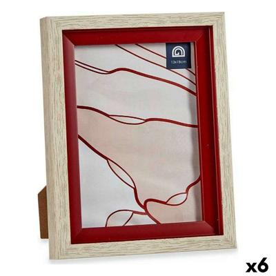 Fotolijsten Gift Decor Bruin Rood Hout Glas Kristal polyestyreen Plastic (6 Stuks)