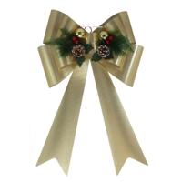 Grote decoratie strik - 41 x 66 cm - goud - met LED verlichting - kunststof