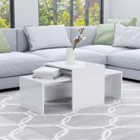 Salontafelset 100x48x40 cm bewerkt hout hoogglans wit
