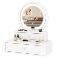 Make-up Spiegel Tafel Spiegel Spiegel met 2 Lades Make-up Tafel 51 x 26 x 59 cm Wit