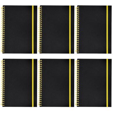 Notitieboekje Bilbo - 6x - A5 formaat - zwart / geel - 14 x 21 cm ? flexibele kaft ? lijntjes schrif