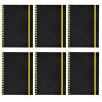 Notitieboekje Bilbo - 6x - A5 formaat - zwart / geel - 14 x 21 cm ? flexibele kaft ? lijntjes schrif