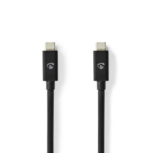 USB-Kabel | USB 4.0 Gen 3x2 | USB-C Male | USB-C Male | 240 W | 8K@60Hz | 40 Gbps | Vernikkeld | 1.00 m | Rond | PVC | Zwart