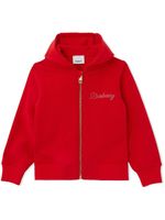 Burberry Kids hoodie zippé à logo Script - Rouge