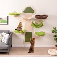 Wandkattenboom Wandkattenplanken met Bed Hangmat Krabpalen en Sisalmat Afwasbare Gevoerde Kussens