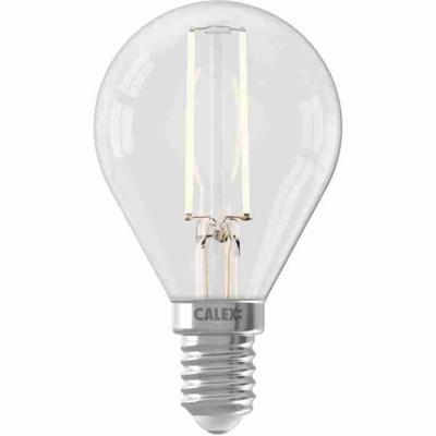E14 LED-lamp - CALEX - BALL P45 - Rechte gloeidraad - 3,5 W - 250 lm - 2700 K - Dimbaar - Transparant