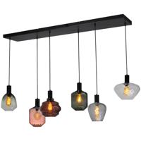 Masterlight 6-lichts hanglamp - zwart -Porto met verschillende glazen - 2711-05-05-130-25644