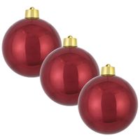 3x Grote kunststof decoratie kerstbal donkerrood 20 cm - thumbnail