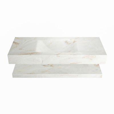 MONDIAZ ALAN-DLUX 110cm planchet Frappe. Vrijhangende wastafel CLOUD midden 1 kraangat, kleur Frappe.