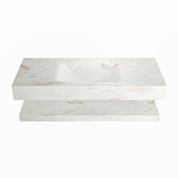 MONDIAZ ALAN-DLUX 110cm planchet Frappe. Vrijhangende wastafel CLOUD midden 1 kraangat, kleur Frappe.