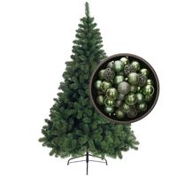Bellatio Decorations kunst kerstboom 120 cm met kerstballen salie groen - Kunstkerstboom - thumbnail