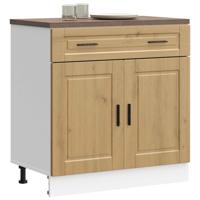 Keuken onderkast "Porto" bewerkt hout artisanaal eikenkleur