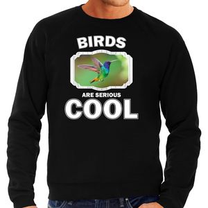 Sweater birds are serious cool zwart heren - vogels/ kolibrie vogel vliegend trui